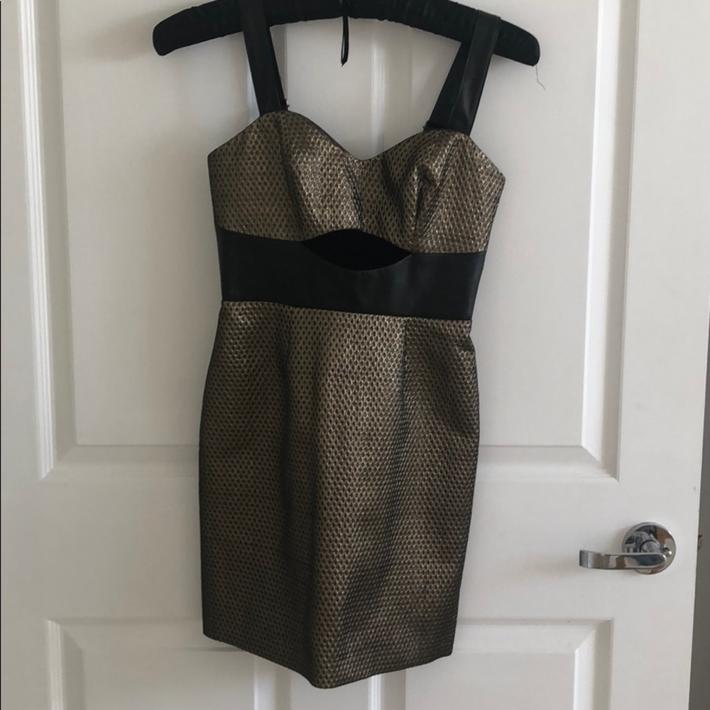 Bronze and black cut out cocktail dress